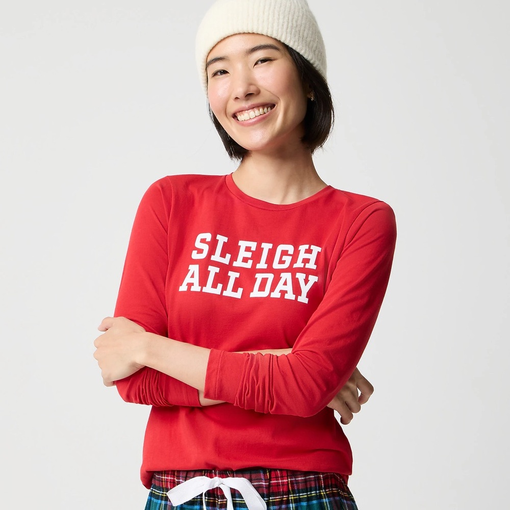 J.Crew Collector Long Sleeve Sleigh All Day Graphic Tee, Large